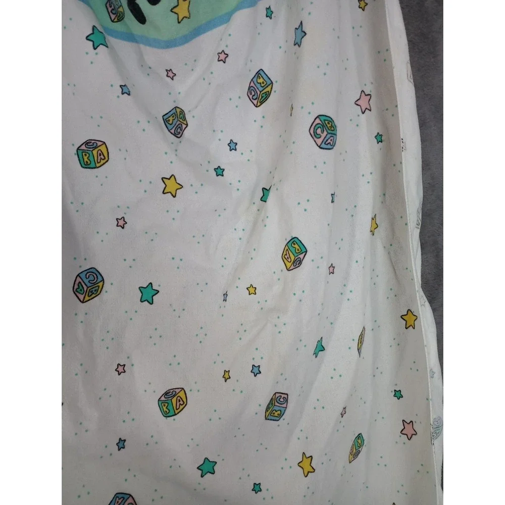 Vintage Disney Babies Receiving Blanket‎ Mickey Minnie ABC Alphabet Stains